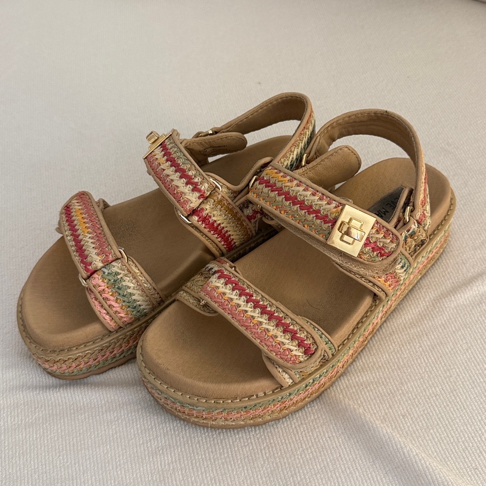 Steve Madden Bigmona colorful raffia  Strappy Sandals